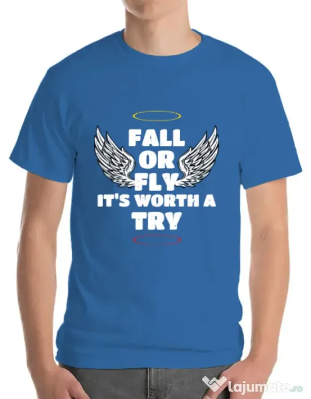 Tricou ADLER barbat Fall or fly Albastru azuriu