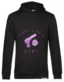 Hoodie barbat cu gluga Fight like a girl Negru