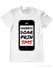 Tricou ADLER barbat Vorbesc doar prin sms Alb