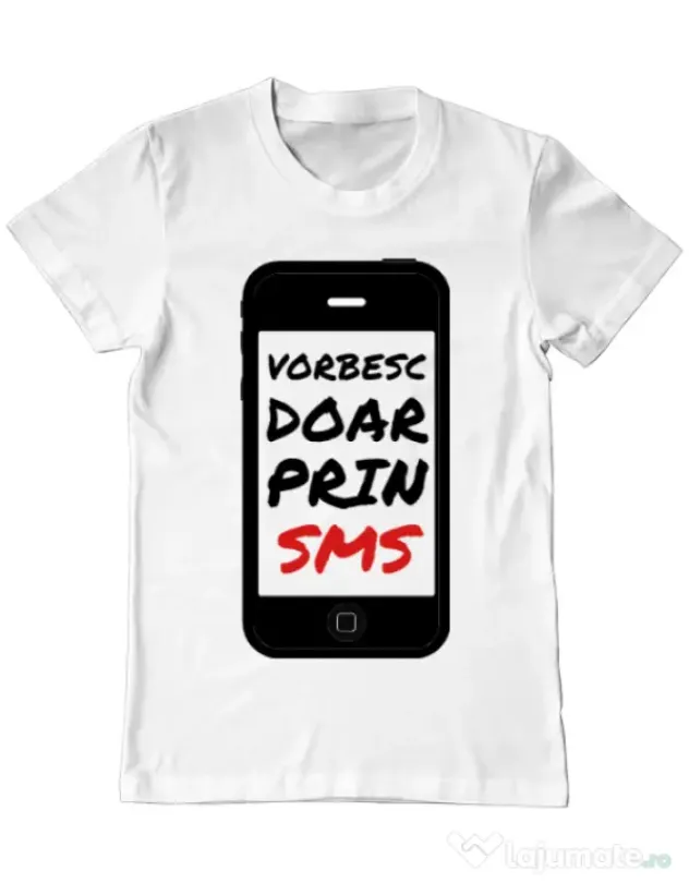 Tricou ADLER barbat Vorbesc doar prin sms Alb