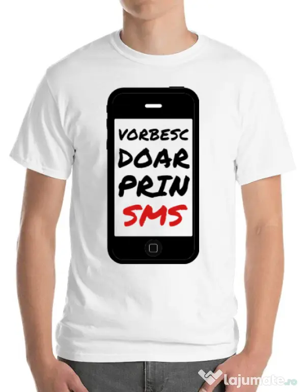 Tricou ADLER barbat Vorbesc doar prin sms Alb