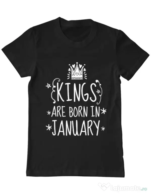 Tricou ADLER barbat Kings are born in january Negru