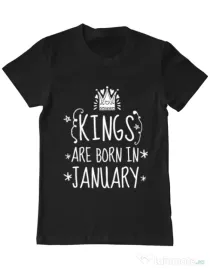 Tricou ADLER barbat Kings are born in january Negru