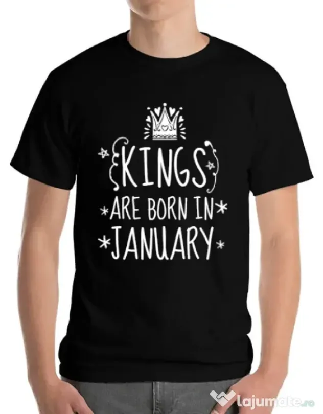 Tricou ADLER barbat Kings are born in january Negru