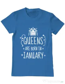 Tricou ADLER barbat Queens are born in january Albastru azuriu