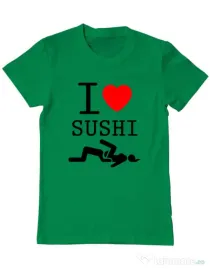 Tricou ADLER barbat I love sushi Verde mediu