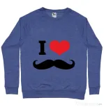Bluza ADLER barbat I love moustaches Albastru melanj