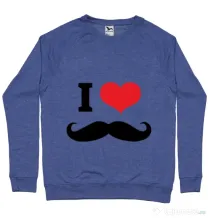 Bluza ADLER barbat I love moustaches Albastru melanj