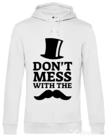 Hoodie barbat cu gluga Do not mess with the moustache Alb