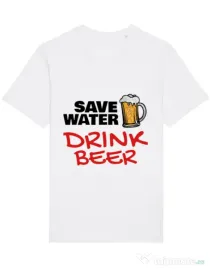 Tricou STANLEY STELLA barbat Save water Alb