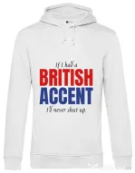 Hoodie barbat cu gluga British accent Alb