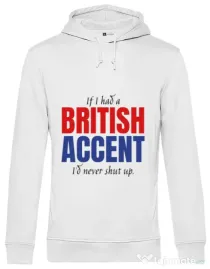 Hoodie barbat cu gluga British accent Alb