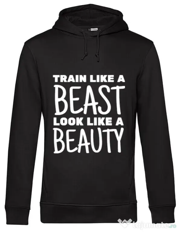 Hoodie barbat cu gluga Train like a beast Negru