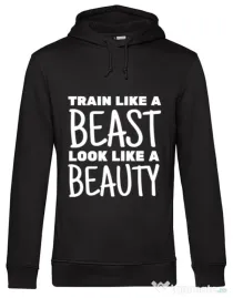 Hoodie barbat cu gluga Train like a beast Negru