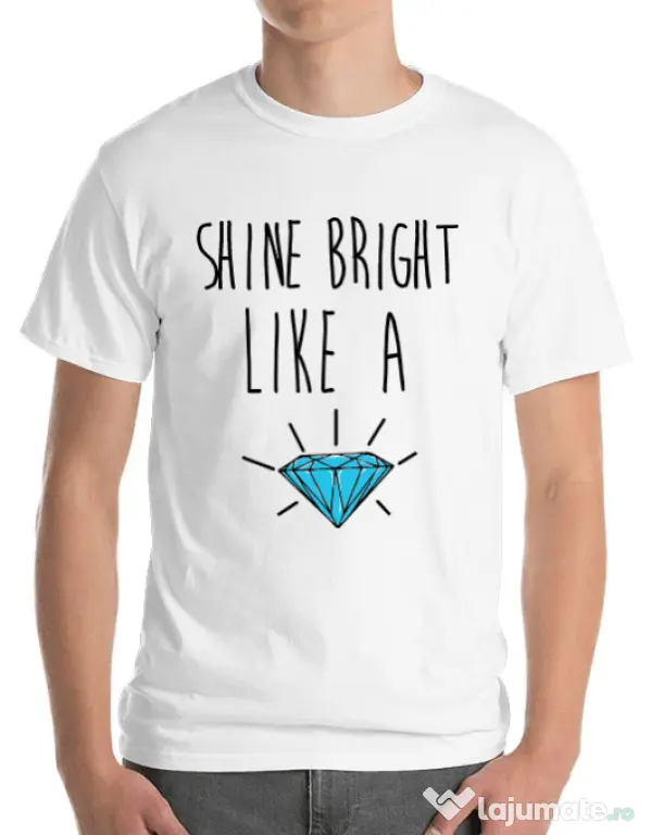 Tricou ADLER barbat Shine bright like a diamond Alb