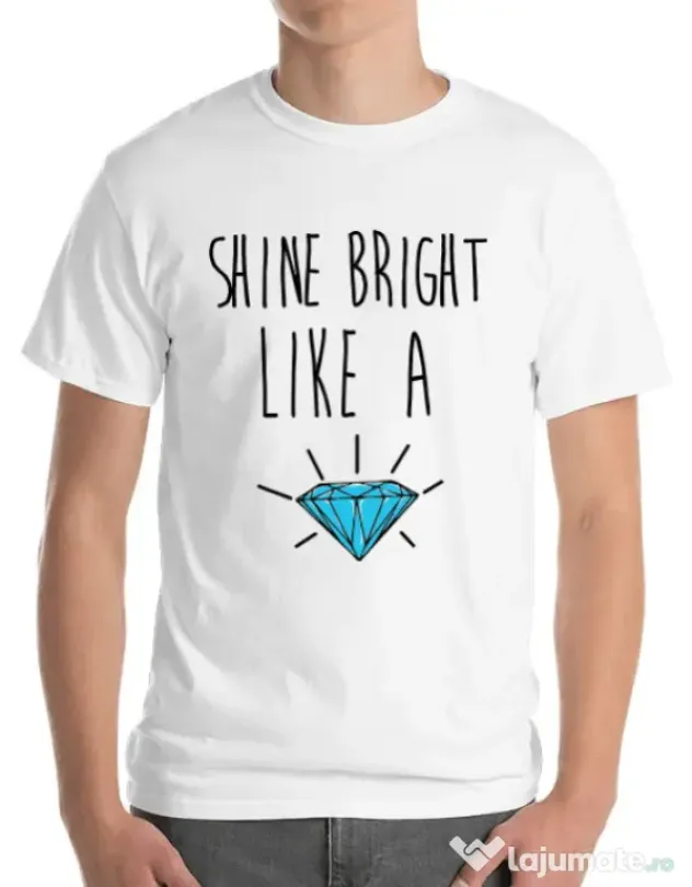 Tricou ADLER barbat Shine bright like a diamond Alb