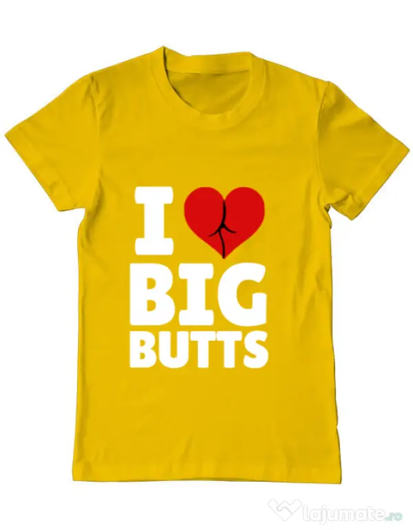 Tricou ADLER barbat I love big butts Galben
