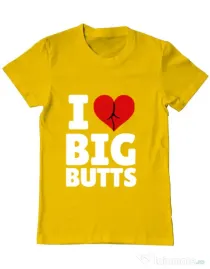 Tricou ADLER barbat I love big butts Galben