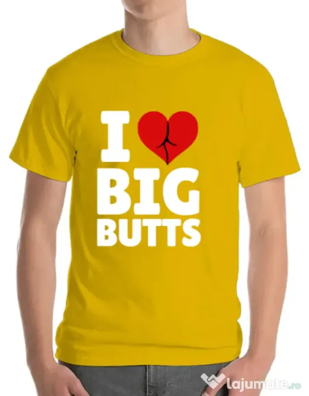 Tricou ADLER barbat I love big butts Galben
