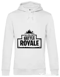 Hoodie barbat cu gluga Battle royale 2 Alb
