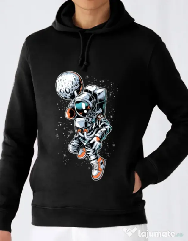 Hoodie barbat cu gluga Astronaut Negru