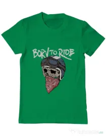 Tricou ADLER barbat Born to ride Verde mediu