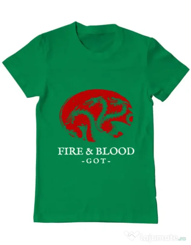 Tricou ADLER barbat Fire and Blood Targaryen Verde mediu