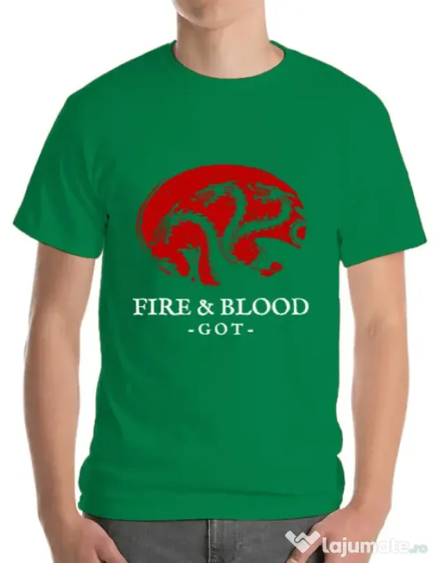 Tricou ADLER barbat Fire and Blood Targaryen Verde mediu