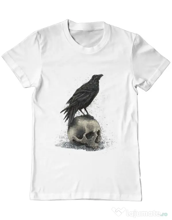 Tricou ADLER barbat Crow skull Alb
