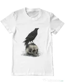 Tricou ADLER barbat Crow skull Alb