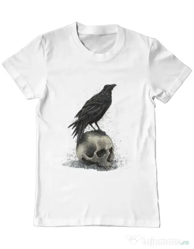 Tricou ADLER barbat Crow skull Alb