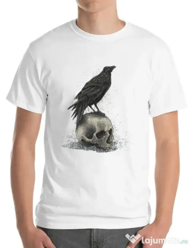 Tricou ADLER barbat Crow skull Alb