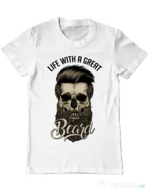 Tricou ADLER barbat Great beard Alb