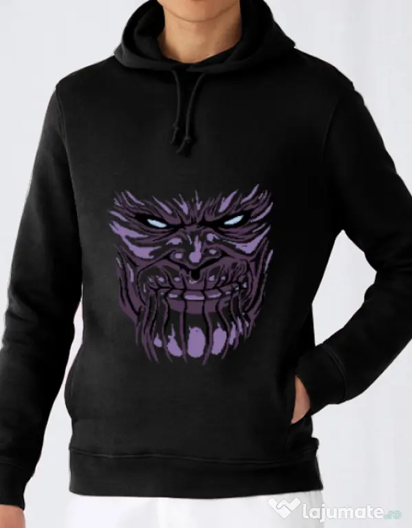 Hoodie barbat cu gluga Thanos mask Negru