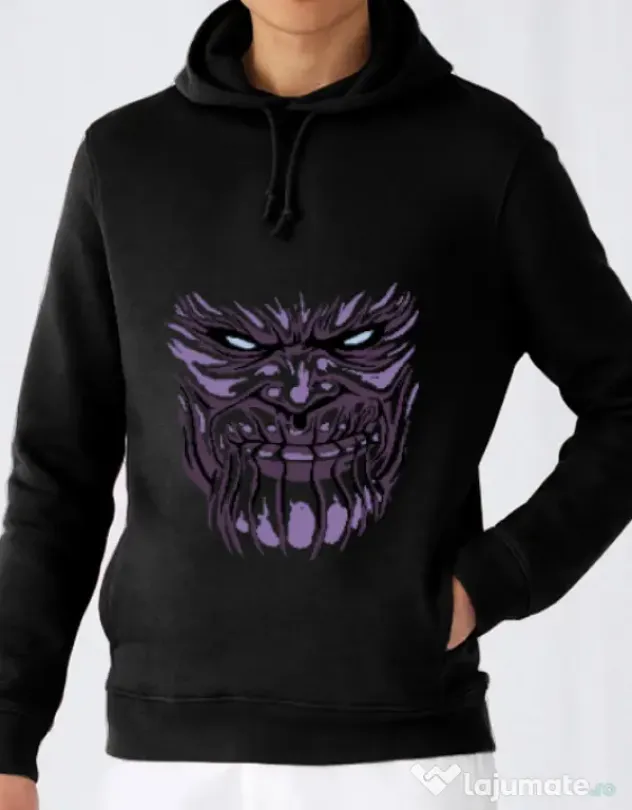Hoodie barbat cu gluga Thanos mask Negru