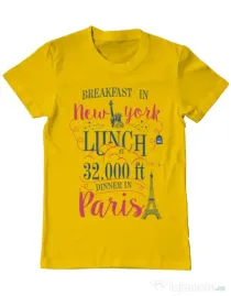 Tricou ADLER barbat Breakfast in New York Galben