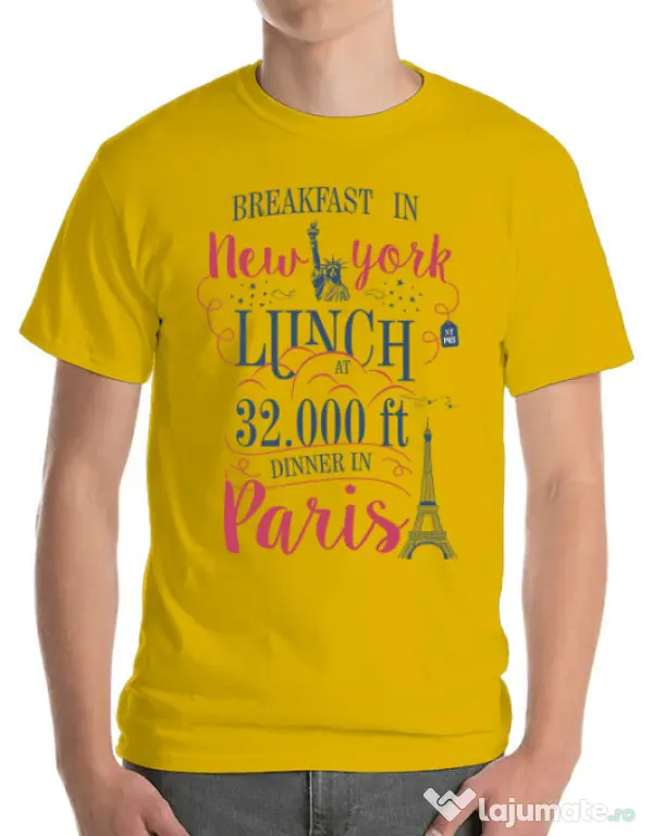 Tricou ADLER barbat Breakfast in New York Galben
