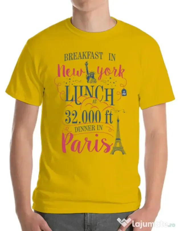 Tricou ADLER barbat Breakfast in New York Galben
