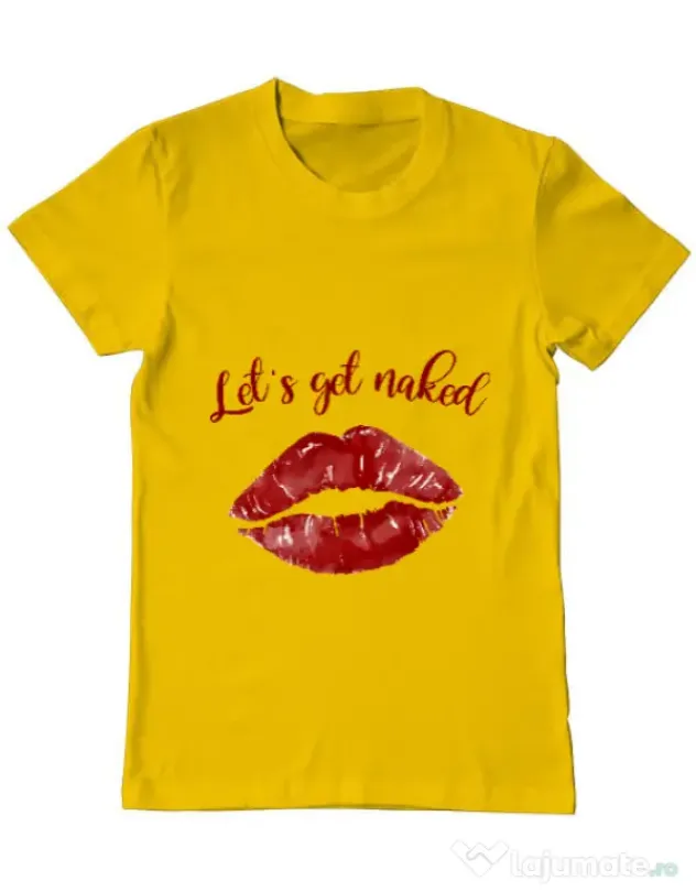 Tricou ADLER barbat Lets get naked Galben
