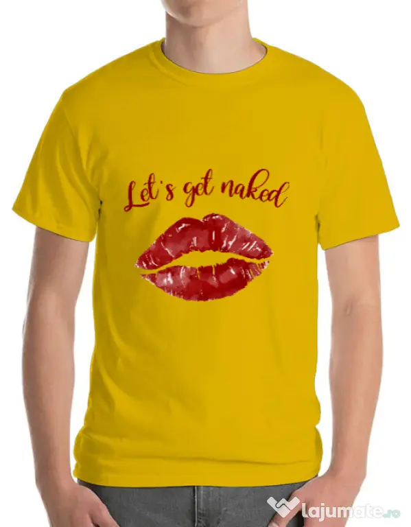 Tricou ADLER barbat Lets get naked Galben