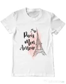 Tricou ADLER barbat Paris mon amour Alb