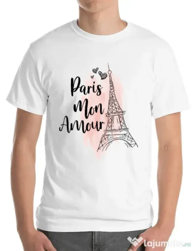 Tricou ADLER barbat Paris mon amour Alb