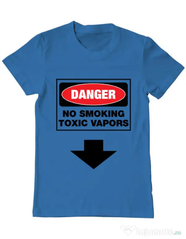 Tricou ADLER barbat Danger No Smoking Albastru azuriu