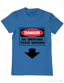 Tricou ADLER barbat Danger No Smoking Albastru azuriu
