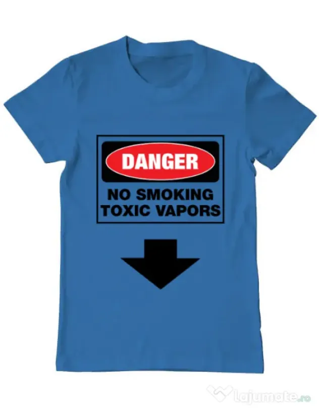 Tricou ADLER barbat Danger No Smoking Albastru azuriu
