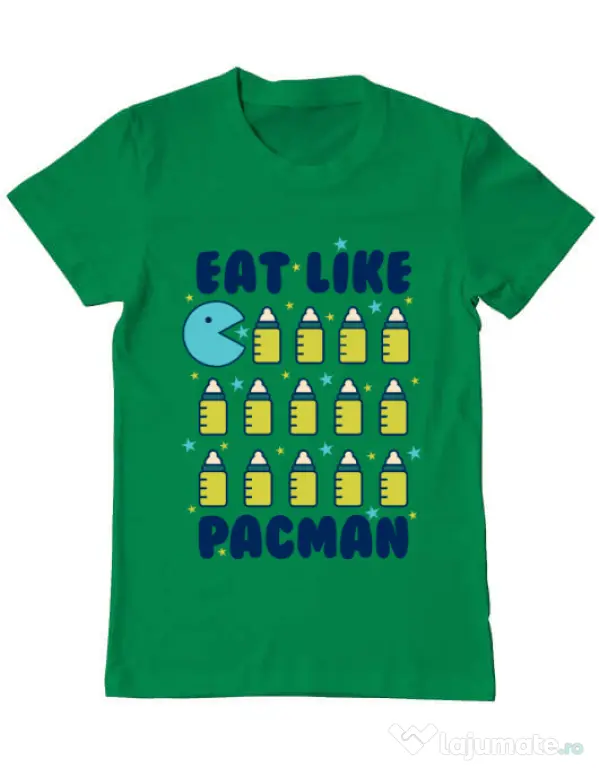 Tricou ADLER barbat Eat Like Pacman Verde mediu