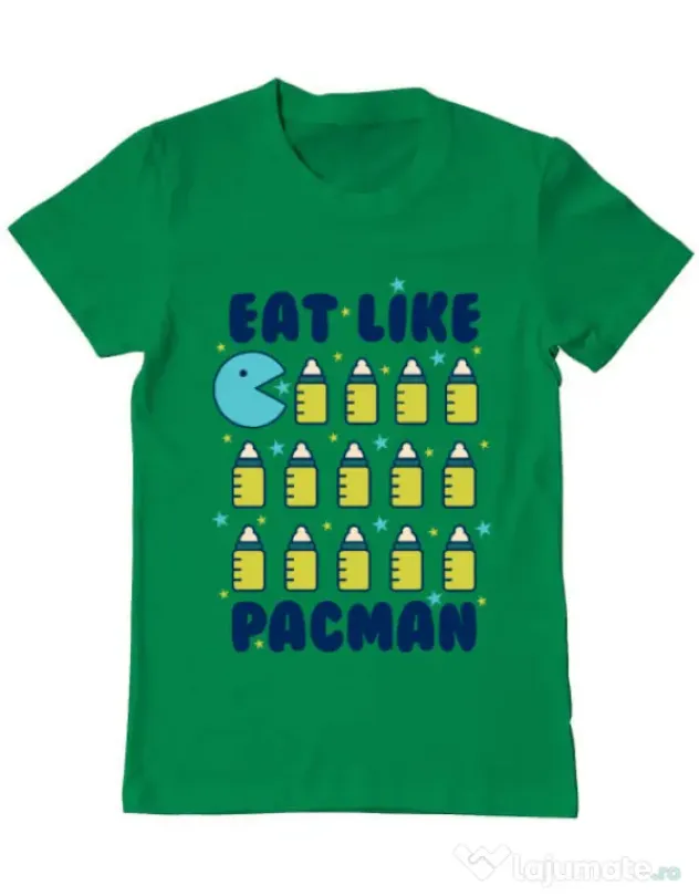 Tricou ADLER barbat Eat Like Pacman Verde mediu