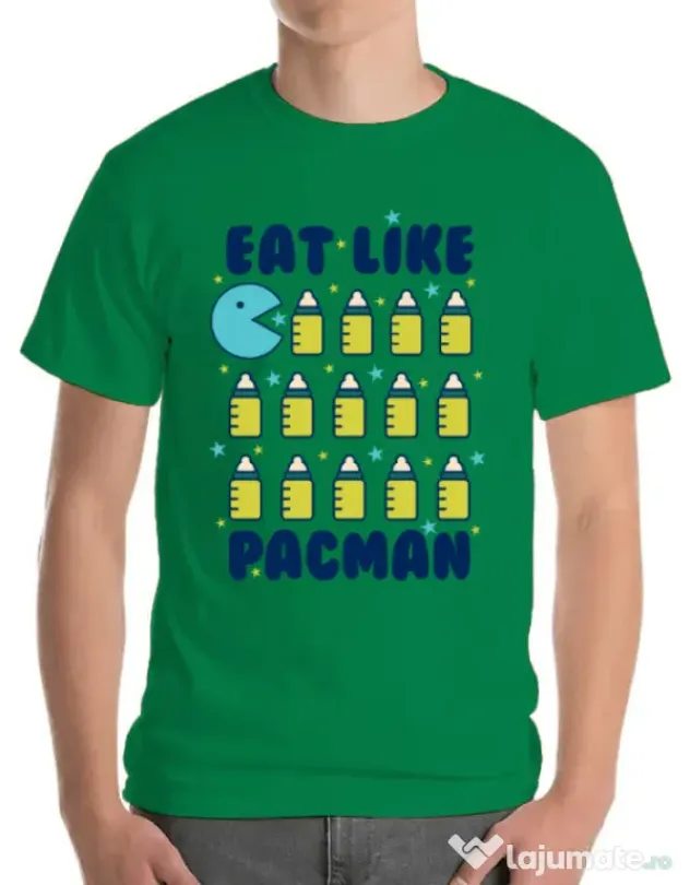 Tricou ADLER barbat Eat Like Pacman Verde mediu