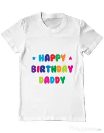 Tricou ADLER barbat Happy Birthday Daddy Alb
