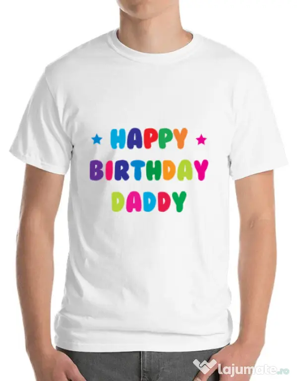 Tricou ADLER barbat Happy Birthday Daddy Alb